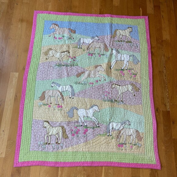 “Ponies in the Pasture” Twin-size Quilt and 2 Pillow Shams by The Company Store - Picture 2 of 14